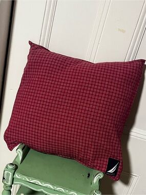 Nautica Down Feather Red Plaid Accent Pillow 18x18